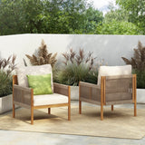 Set Of 2 Modern Outdoor Woven Lounge Chairs With Cushions - Sleep Galleria