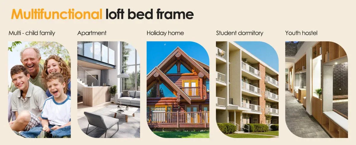 Twin Industrial Metal Low Loft Bunk Bed With Stairs Guardrail - Omega Lifestyles