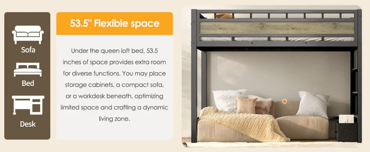 Twin Industrial Metal Low Loft Bunk Bed With Stairs Guardrail - Omega Lifestyles