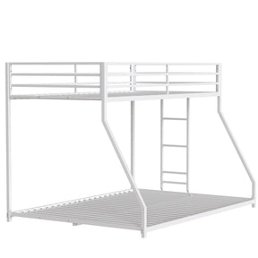 Twin Over Full Metal Bunk Bed White With Guardrails - Omega Lifestyles