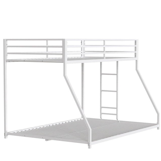 Twin Over Full Metal Bunk Bed White With Guardrails - Slumberine - Omega Lifestyles