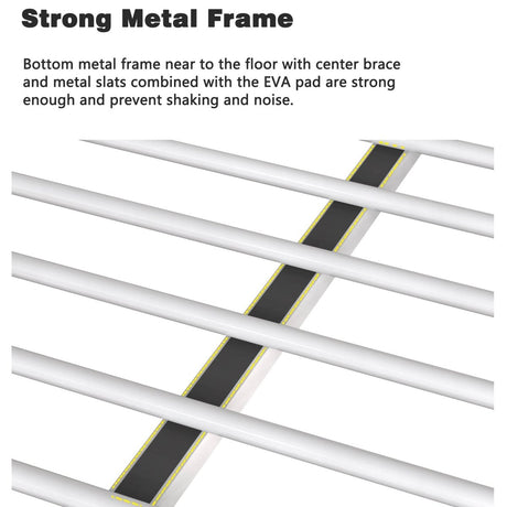 Twin Over Full Metal Bunk Bed White With Guardrails - Slumberine - Omega Lifestyles