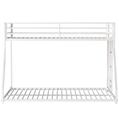 Twin Over Full Metal Bunk Bed White With Guardrails - Slumberine - Omega Lifestyles