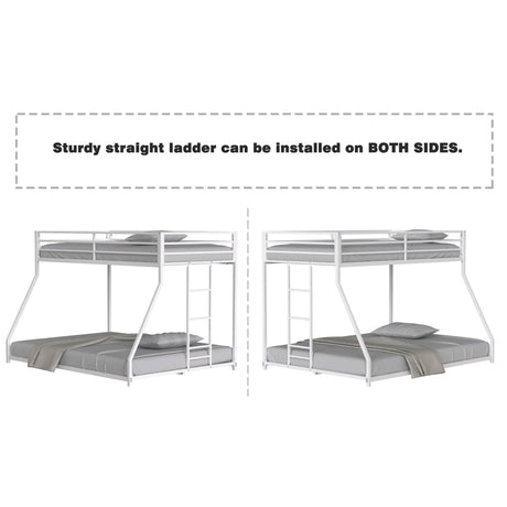 Twin Over Full Metal Bunk Bed White With Guardrails - Slumberine - Omega Lifestyles