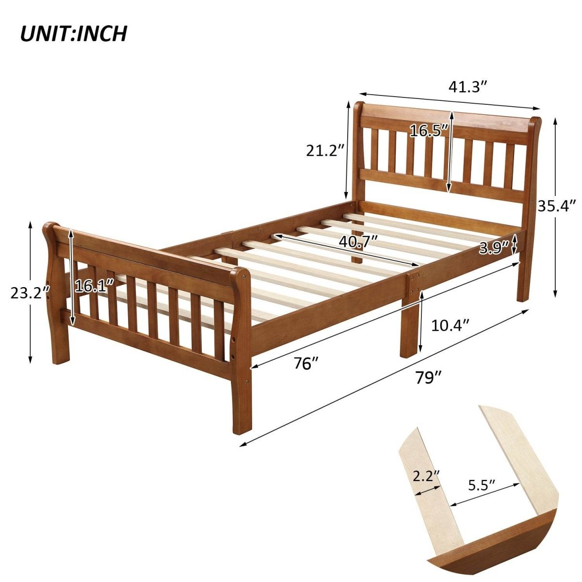 Twin Solid Wood Minimalist Platform Bed Frame With Headboard - Slumberine - Omega Lifestyles