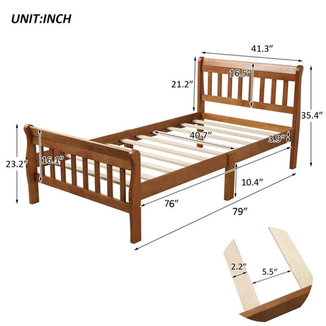 Twin Solid Wood Minimalist Platform Bed Frame With Headboard - Slumberine - Omega Lifestyles