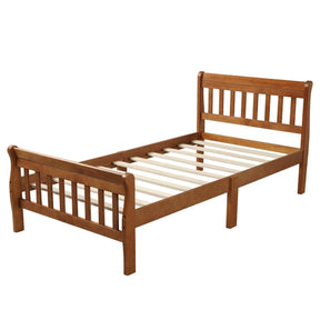 Twin Solid Wood Minimalist Platform Bed Frame With Headboard - Omega Lifestyles