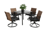 5 Piece Outdoor Wicker Patio Dining Set With Swivel Rocker Chairs - Somnio - Omega Lifestyles