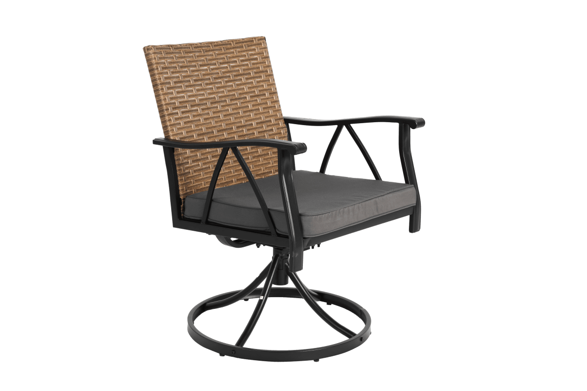 5 Piece Outdoor Wicker Patio Dining Set With Swivel Rocker Chairs - Somnio - Omega Lifestyles