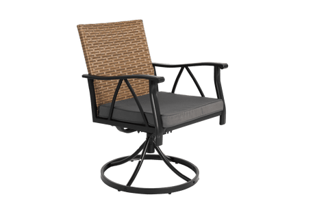 5 Piece Outdoor Wicker Patio Dining Set With Swivel Rocker Chairs - Somnio - Omega Lifestyles