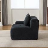 Charcoal Tufted Comfy Fuzzy Fabric Loveseat With Pillows - Omega Lifestyles