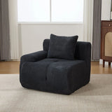 Charcoal Tufted Comfy Fuzzy Fabric Loveseat With Pillows - Omega Lifestyles