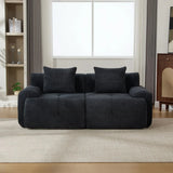Charcoal Tufted Comfy Fuzzy Fabric Loveseat With Pillows - Omega Lifestyles