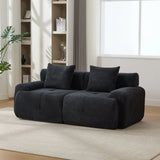 Charcoal Tufted Comfy Fuzzy Fabric Loveseat With Pillows - Omega Lifestyles