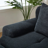 Charcoal Tufted Comfy Fuzzy Fabric Loveseat With Pillows - Omega Lifestyles