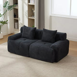 Charcoal Tufted Comfy Fuzzy Fabric Loveseat With Pillows - Omega Lifestyles