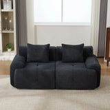 Charcoal Tufted Comfy Fuzzy Fabric Loveseat With Pillows - Omega Lifestyles