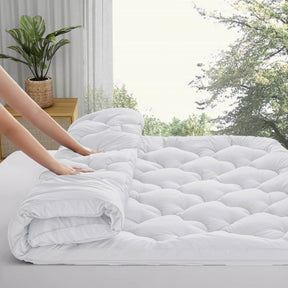 Cooling Quilted Mattress Pad Cover 500gsm Thickness - Omega Lifestyles