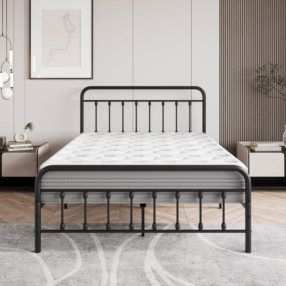 Full Metal Platform Victorian Style Bed Frame - Somnio - Omega Lifestyles