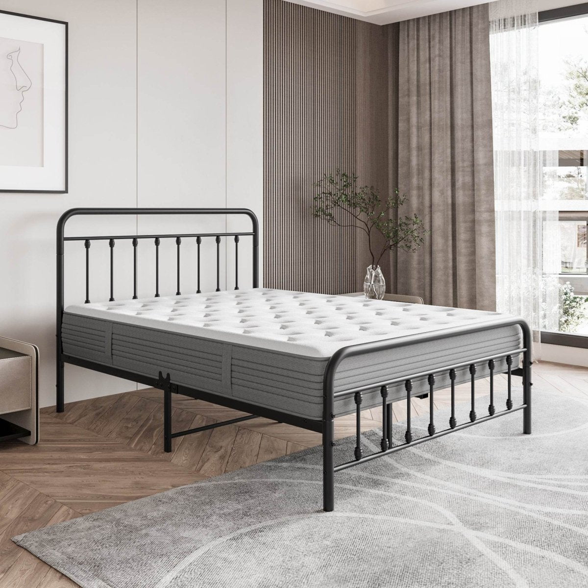 Full Metal Platform Victorian Style Bed Frame - Somnio - Omega Lifestyles