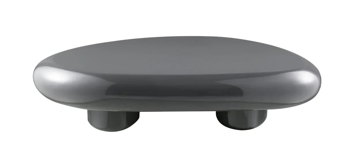 Gray High Gloss Contemporary Metal Synthetic Wood Coffee Table - Omega Lifestyles