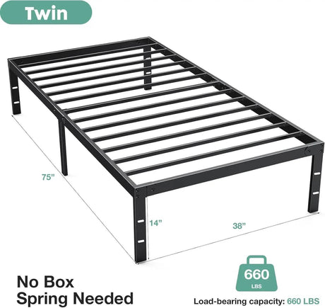 Heavy-Duty Metal Platform Bed Frame with Elevated Storage - Omega Lifestyles