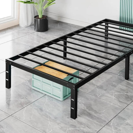 Heavy-Duty Metal Platform Bed Frame with Elevated Storage - Omega Lifestyles