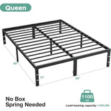 Heavy-Duty Metal Platform Bed Frame with Elevated Storage - Omega Lifestyles