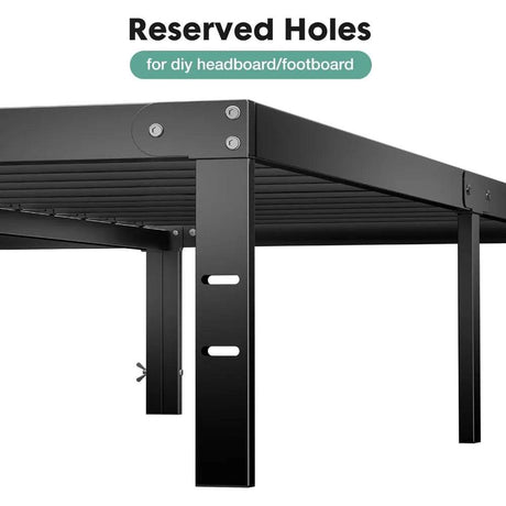 Heavy-Duty Metal Platform Bed Frame with Elevated Storage - Omega Lifestyles