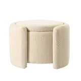 Round Storage Ottoman Soft Teddy Wool Footstool - Omega Lifestyles