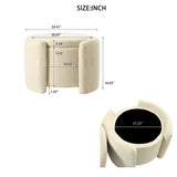 Round Storage Ottoman Soft Teddy Wool Footstool - Omega Lifestyles