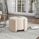 Round Storage Ottoman Soft Teddy Wool Footstool - Omega Lifestyles