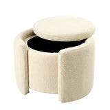Round Storage Ottoman Soft Teddy Wool Footstool - Omega Lifestyles
