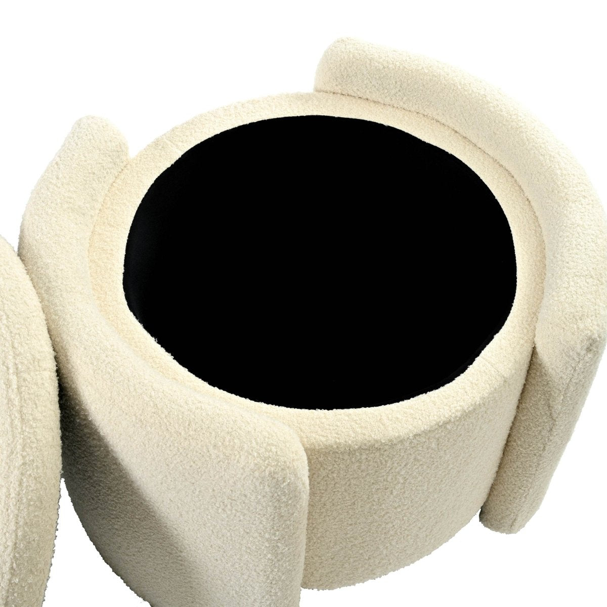 Round Storage Ottoman Soft Teddy Wool Footstool - Omega Lifestyles