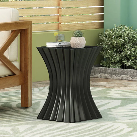 Wave Design Lightweight Concrete Outdoor Patio Side Table - Omega Lifestyles