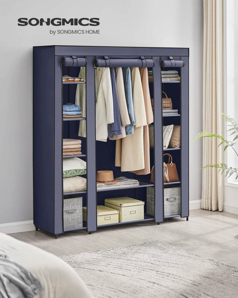 Portable Fabric Closet Wardrobe With Hanging Rod Organizer - Omega Lifestyles