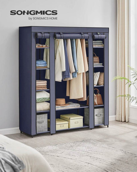 Portable Fabric Closet Wardrobe With Hanging Rod Organizer - Omega Lifestyles