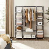 Portable Fabric Closet Wardrobe With Hanging Rod Organizer - Omega Lifestyles