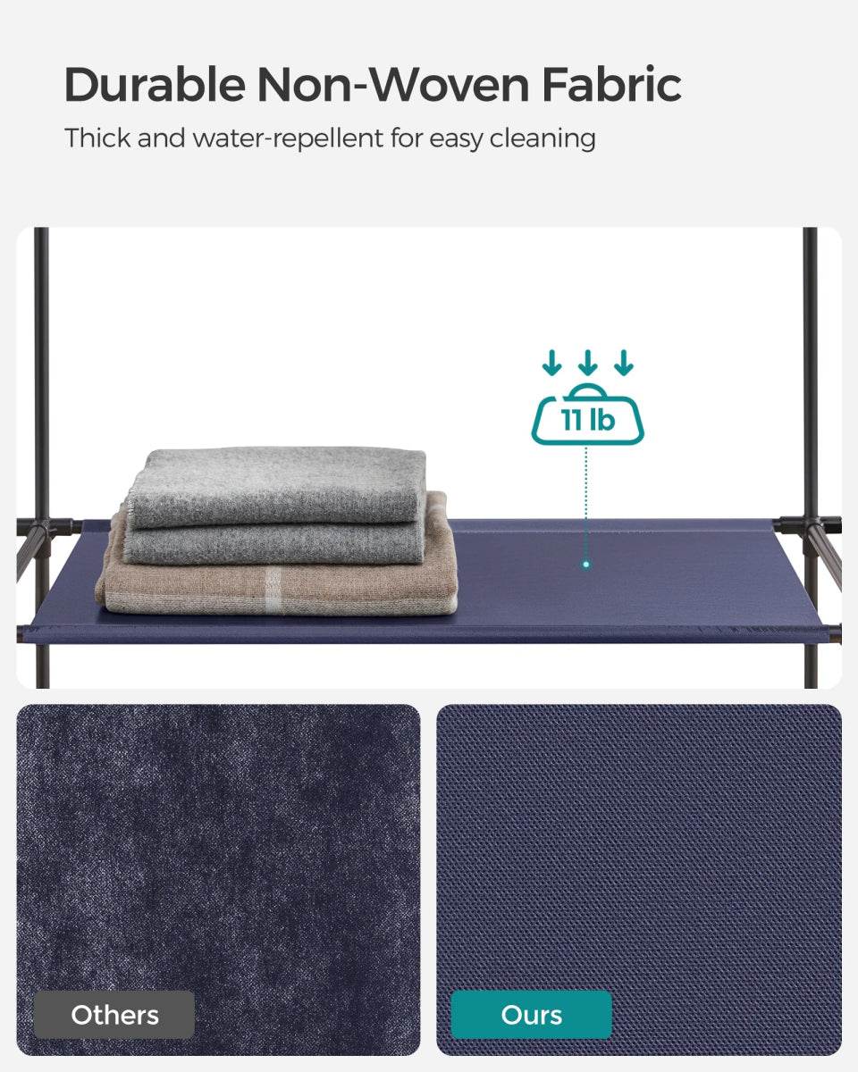 Portable Fabric Closet Wardrobe With Hanging Rod Organizer - Omega Lifestyles