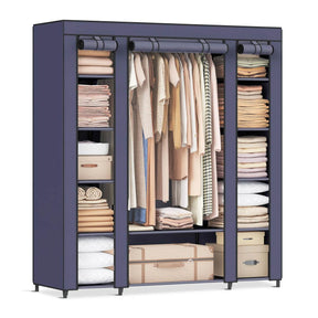 Portable Fabric Closet Wardrobe With Hanging Rod Organizer - Omega Lifestyles