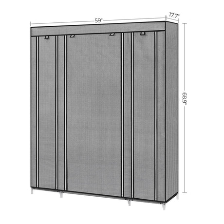 Portable Fabric Closet Wardrobe With Hanging Rod Organizer - Omega Lifestyles