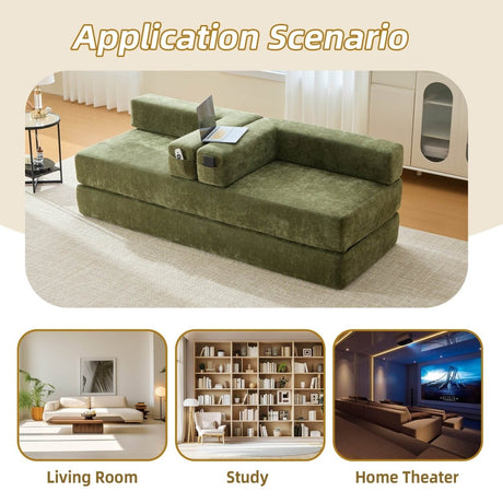 Foldable Chenille Foam Sofa Bed With Removable Cover - SUYOLS - Omega Lifestyles