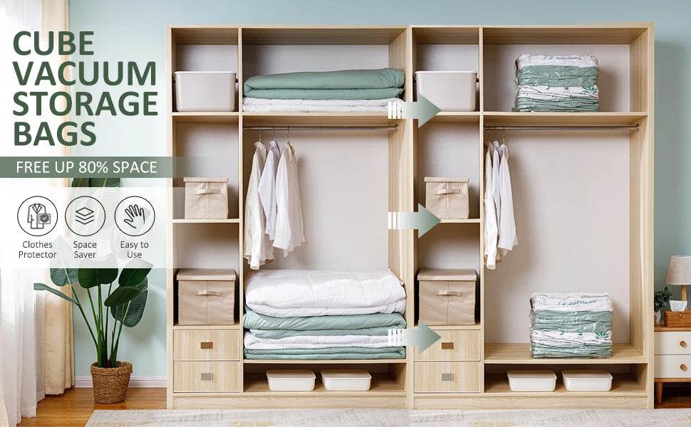Cubic Vacuum Compression Storage Bags for Clothes and Travel - Omega Lifestyles