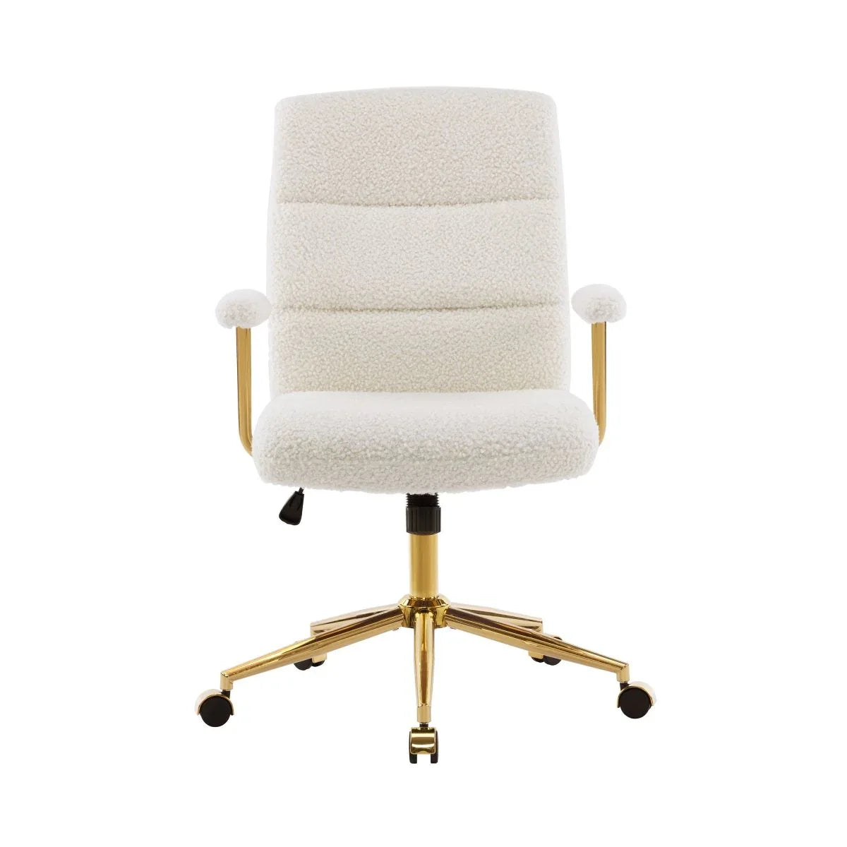 Modern Height Adjustable White Gold Boucle Office Chair - Omega Lifestyles