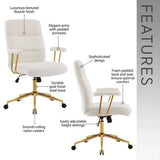 Modern Height Adjustable White Gold Boucle Office Chair - Omega Lifestyles