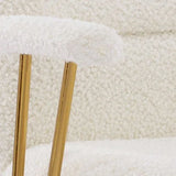 Modern Height Adjustable White Gold Boucle Office Chair - Omega Lifestyles