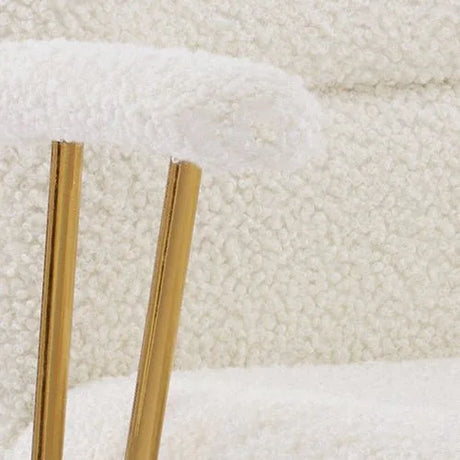 Modern Height Adjustable White Gold Boucle Office Chair - Omega Lifestyles