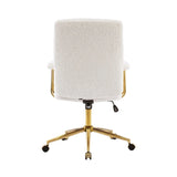 Modern Height Adjustable White Gold Boucle Office Chair - Omega Lifestyles