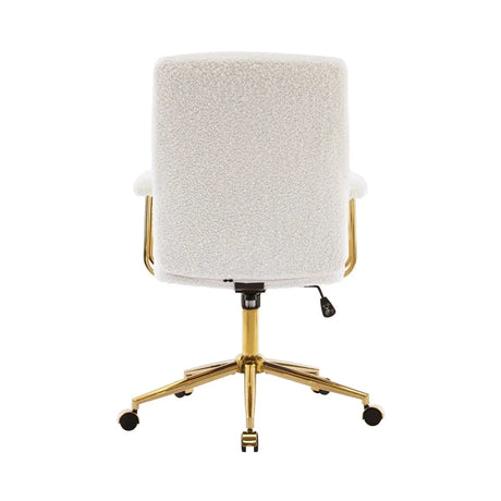 Modern Height Adjustable White Gold Boucle Office Chair - Omega Lifestyles