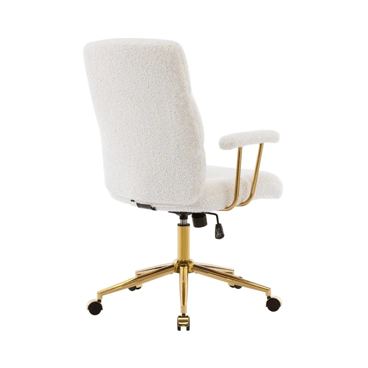 Modern Height Adjustable White Gold Boucle Office Chair - Omega Lifestyles